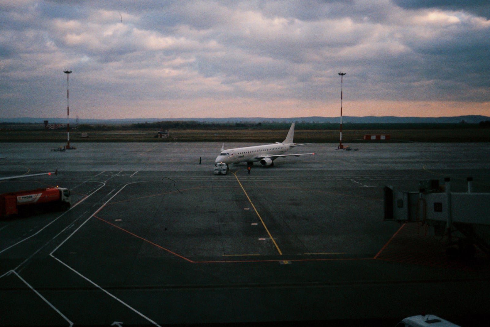 Aircraft on the apron at dusk