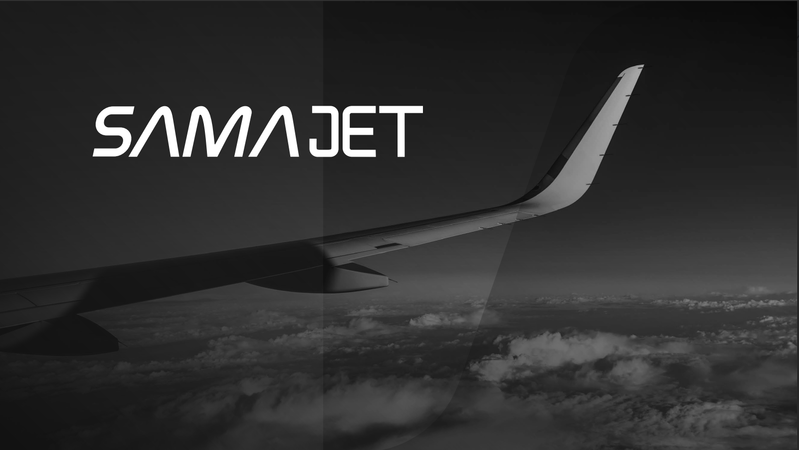SamaJet brand identity on an aircraft wing