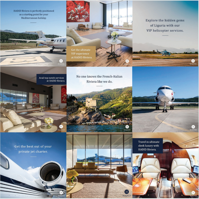 Social media grid for a private aviation client