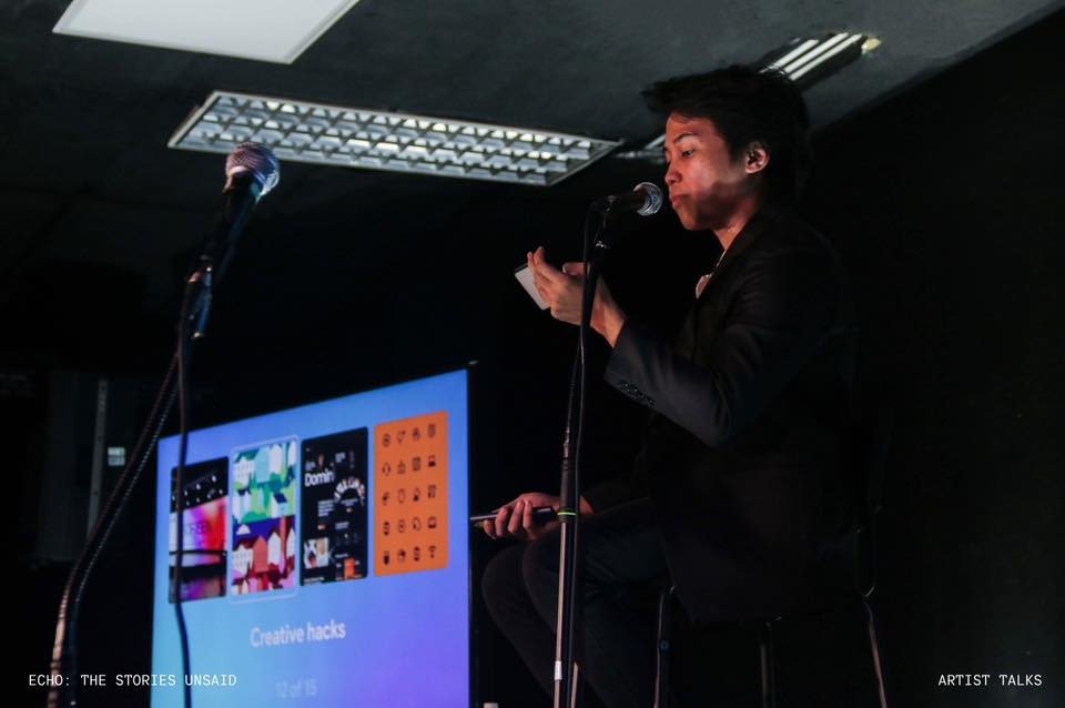 John Benedict speaking at Artist Talks